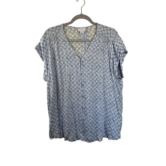 Liz Claiborne Purple and White Short Sleeved Blouse Size XXL - Picture 1 of 4